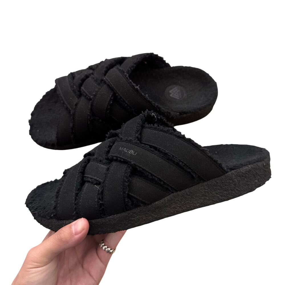 Malibu Sandals Zuma LX Black Suede Crepe Rubber Sz 9